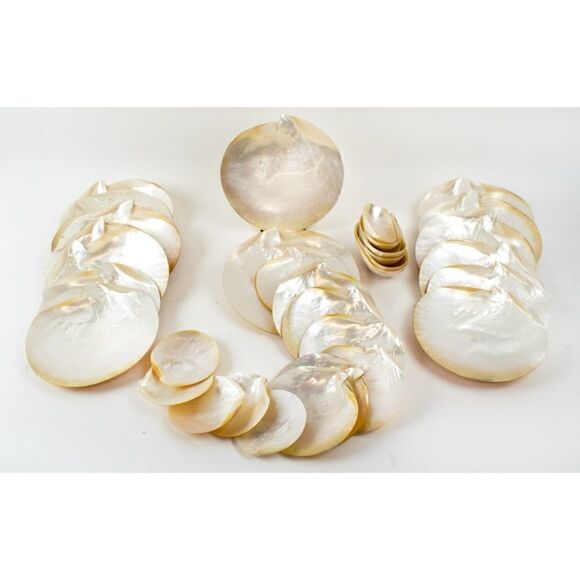 MCM GOLD Pearl Plate , Mother Of Pearl  Caviar Dish Set of 2 - Picture 5 of 5